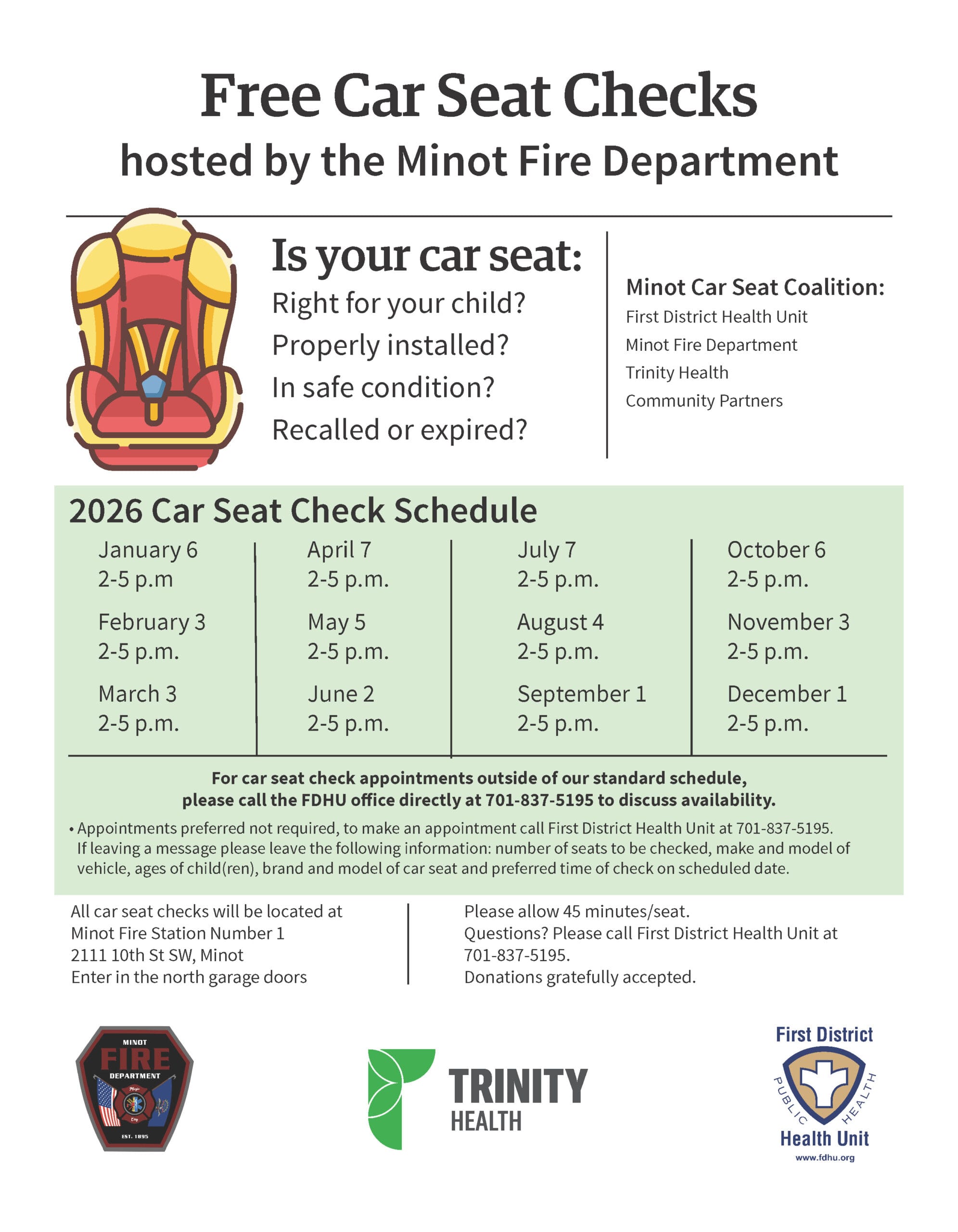 Car Seat Checks Minot Fire Station Flyer 2026